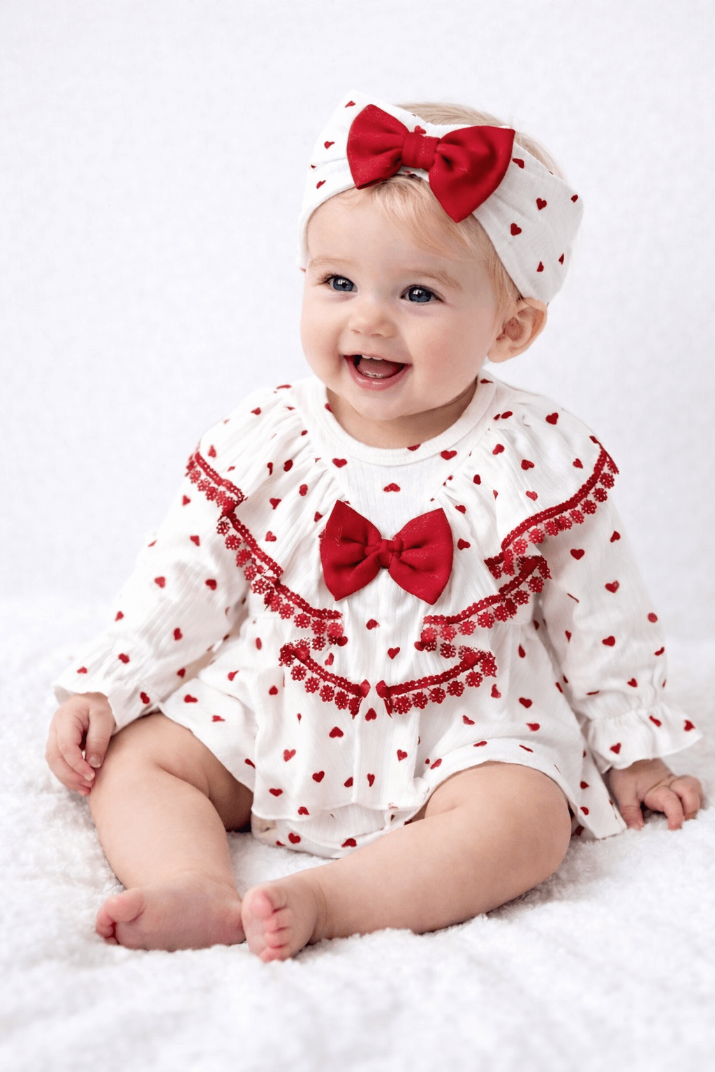 Bayramlık yazlık kız bebek 2’li romper set pamuklu şık model