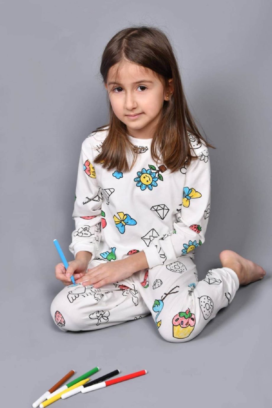 Kendin Boya Çocuk Pijama Takımı Baskılı 6 Boya