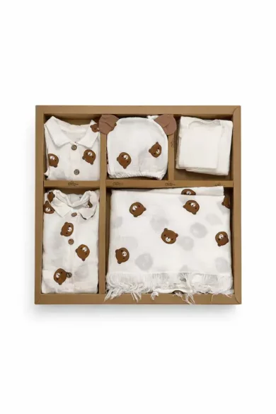 Erkek Bebek Ayıcıklı Müslin 10lu Hastane Çıkışı