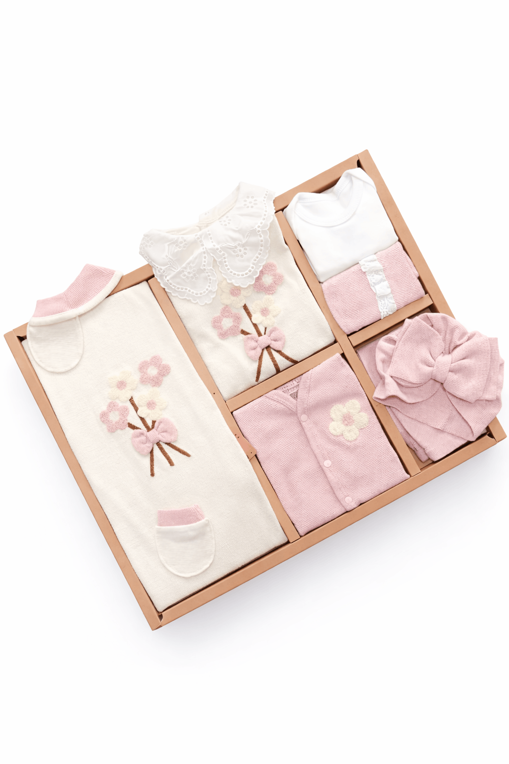 10lu Hastane Çıkış seti Kutulu kız bebek çiçekli