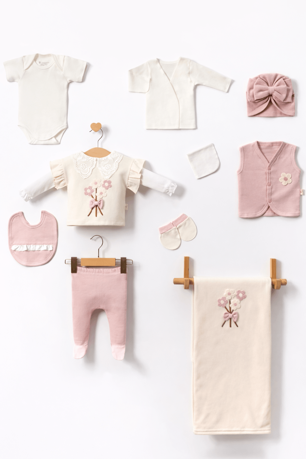 10lu Hastane Çıkış seti Kutulu kız bebek çiçekli