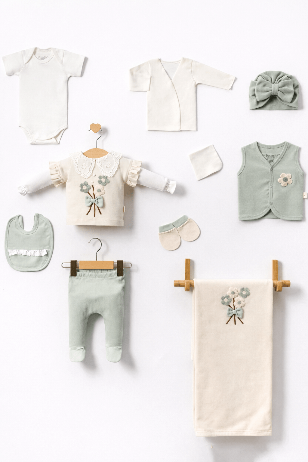 10lu Hastane Çıkış seti Kutulu kız bebek çiçekli