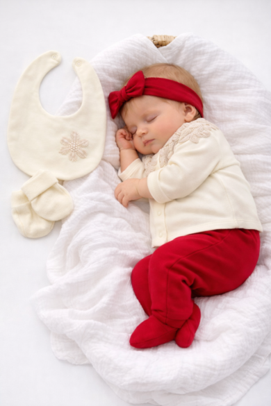 Kız bebek için krem ve pembe renkli 5’li hastane çıkışı seti, pamuklu yenidoğan bebek takımı